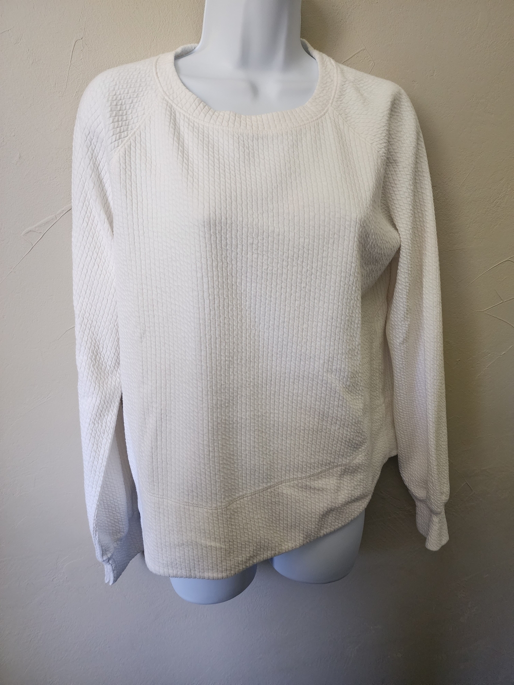 CALIA by Carrie Underwood Ivory Ribbed Crewneck Top Size Medium